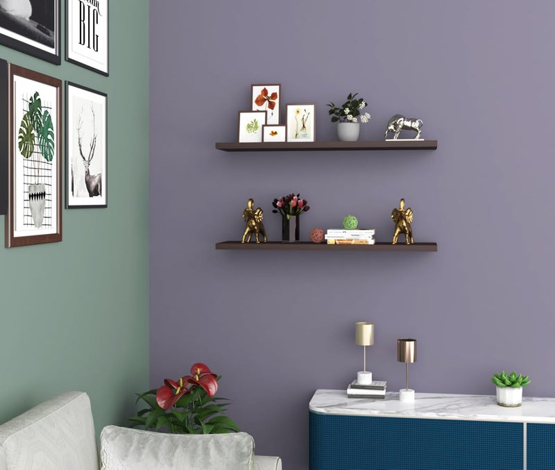 Madhuran MDF Wooden Wall Mounted Decorative Shelf Racks Tier 2 (Matte Finish, Wenge) / Decoration Items Library Living Room Kitchen Storage Bathroom Homeshower Organiser - Image 4