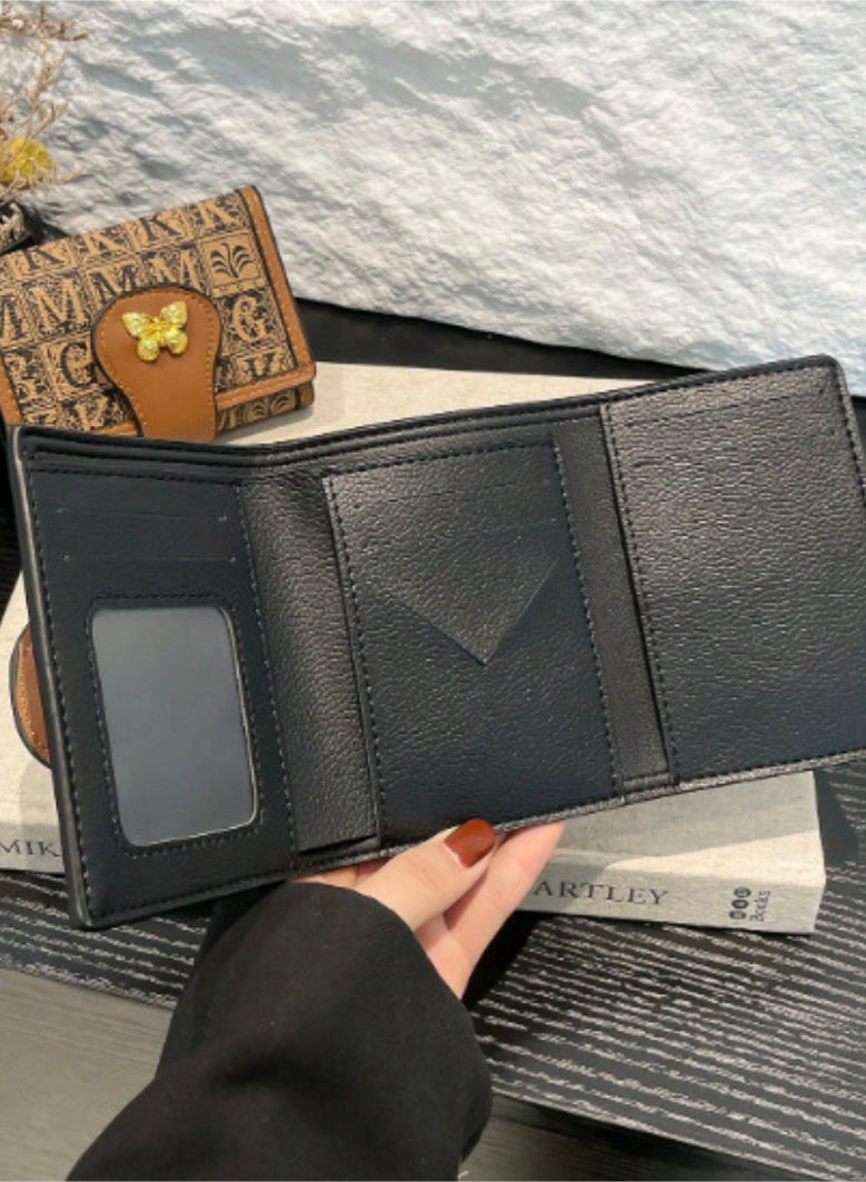 Shein Women's Mini Wallet – Brown & Gold Classic Print – Butterfly Metal Accent - Image 3