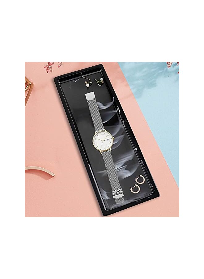 PROMASS Tray, Toilet Tank Storage Tray, Resin Bathtub Tray Bathroom Tray Marble Pattern Black Tray, Vanity Organizer for Tissues, Candles, Soap, Towel, Plant - Image 3