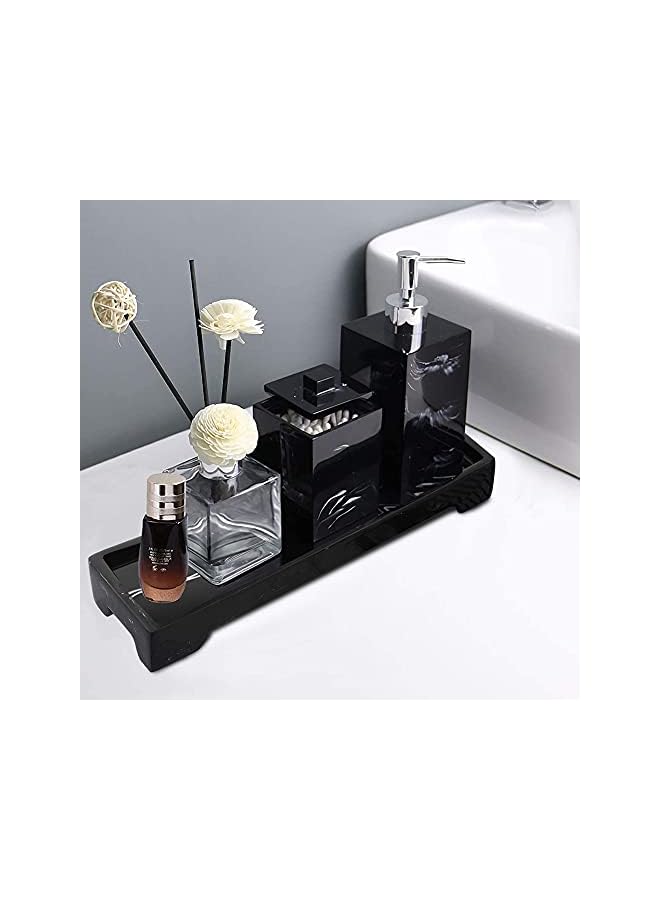 PROMASS Tray, Toilet Tank Storage Tray, Resin Bathtub Tray Bathroom Tray Marble Pattern Black Tray, Vanity Organizer for Tissues, Candles, Soap, Towel, Plant - Image 5
