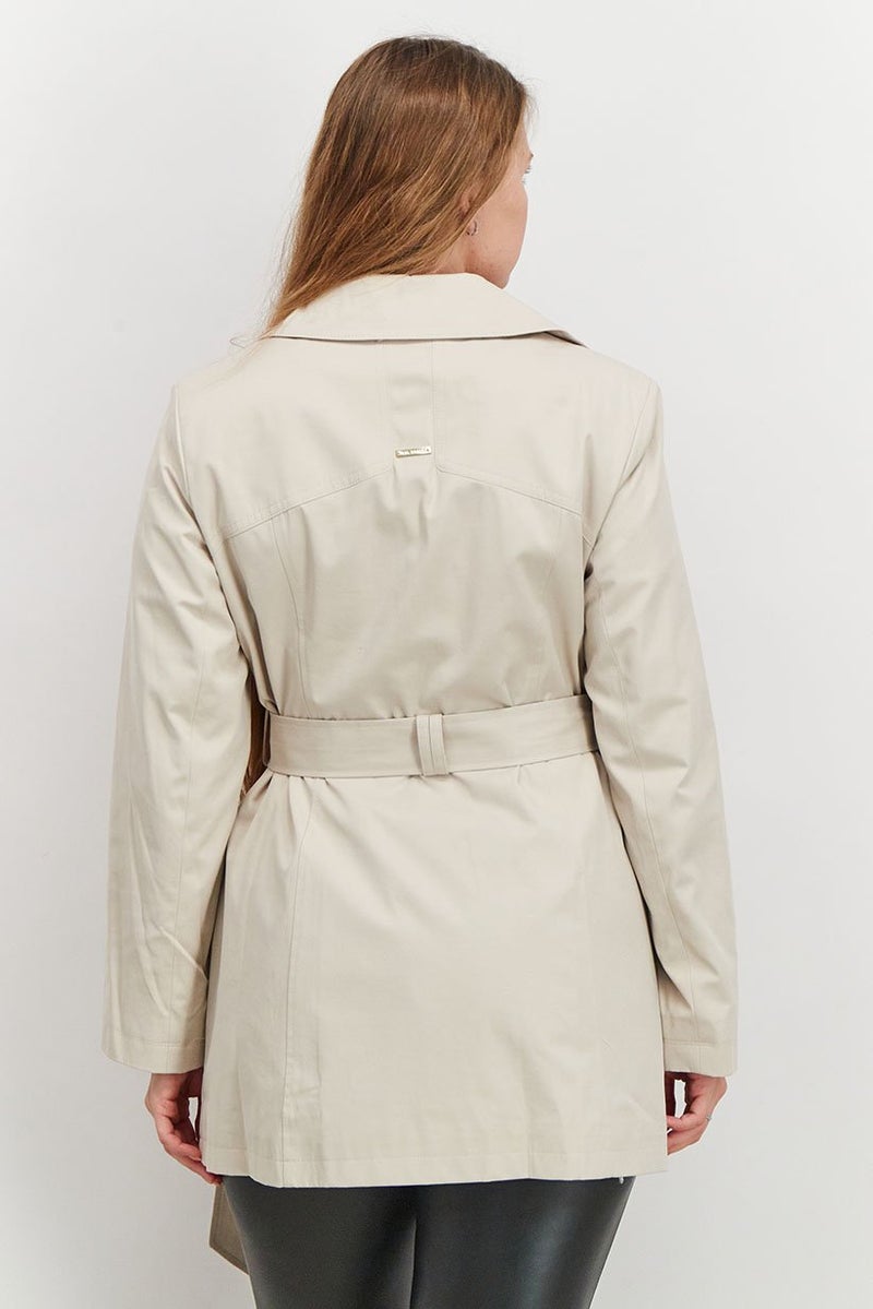 Via Spiga Women Petite Size Plain Trench Coat, Beige - Image 3