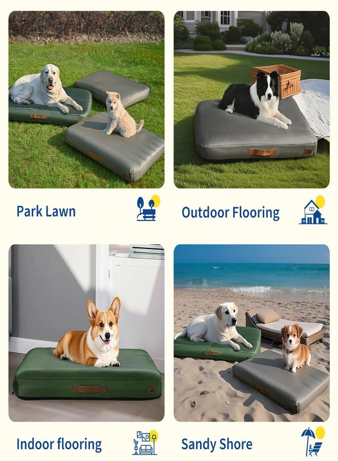 ABCPET Outdoor Inflatable Dog Bed for Small Dogs, Outdoor Travel Dogs Met with Removeable Cover, Inflated Dog Bed Waterproof Summer Pet Mat with Anti-Slip Bottom, Army Green, 36x27 inch - Image 5