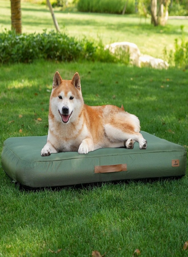 ABCPET Outdoor Inflatable Dog Bed for Small Dogs, Outdoor Travel Dogs Met with Removeable Cover, Inflated Dog Bed Waterproof Summer Pet Mat with Anti-Slip Bottom, Army Green, 36x27 inch - Image 1