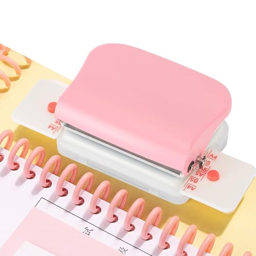 Garosa Manual Paper Hole Punch, Pink, 5 Sheet Capacity, Multi-Hole Pattern for A4/A5/B5, Loose-Leaf Crafting and Scrapbooking - Image 2