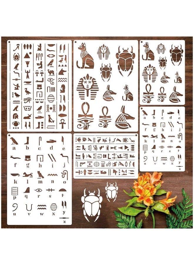 Boqon Egyptian Hieroglyphs Stencils, Ancient Egyptian Glyphs Alphabet Painting Template for Wood Burning, Journal, Scrapbook, Pyrography Engraving, Bookmark, Crafts, Art, DIY (Egypt6) - Image 1