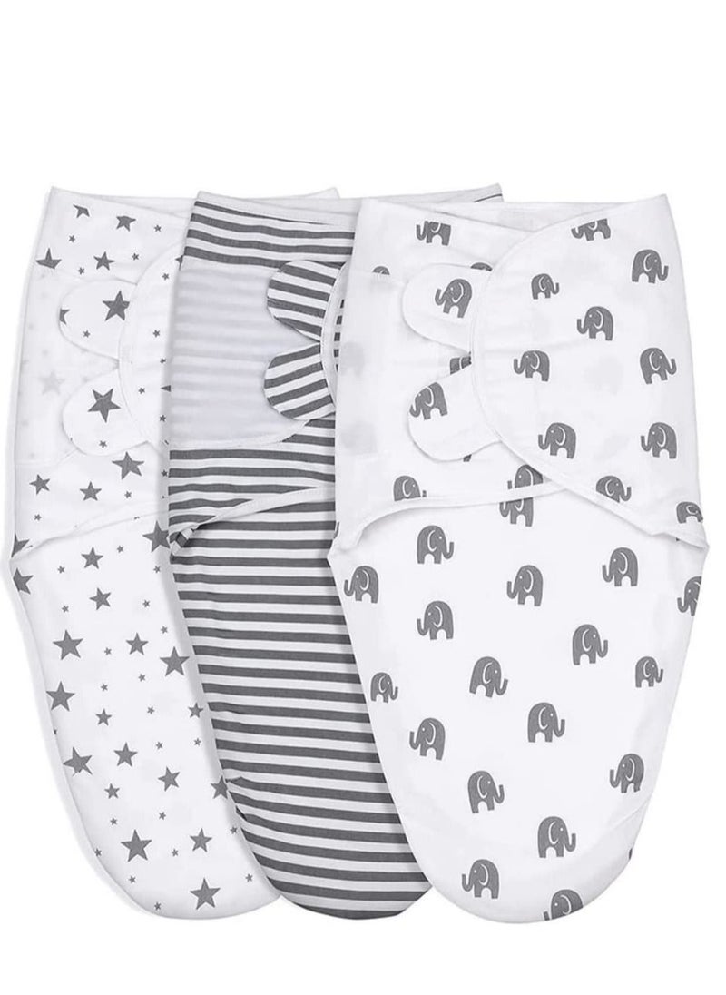 Y&D Baby Swaddle Wrap, 3 Pcs Newborn Blanket Adjustable Set for Boy and Girl, Soft 100% Cotton Sleep Sack Small(0-3 Month)  - Image 2