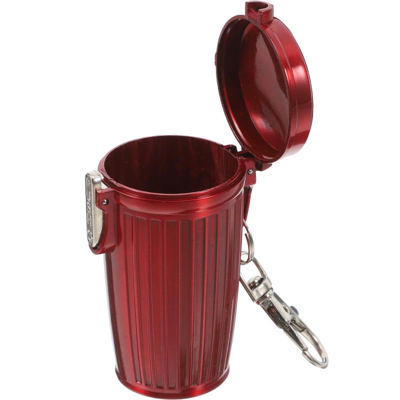 Portable Pocket Ashtray With Lid Keychain Sealable Mini Trash Can For Outdoor Travel Red - Image 2