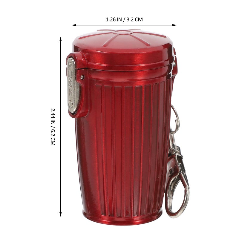 Portable Pocket Ashtray With Lid Keychain Sealable Mini Trash Can For Outdoor Travel Red - Image 3