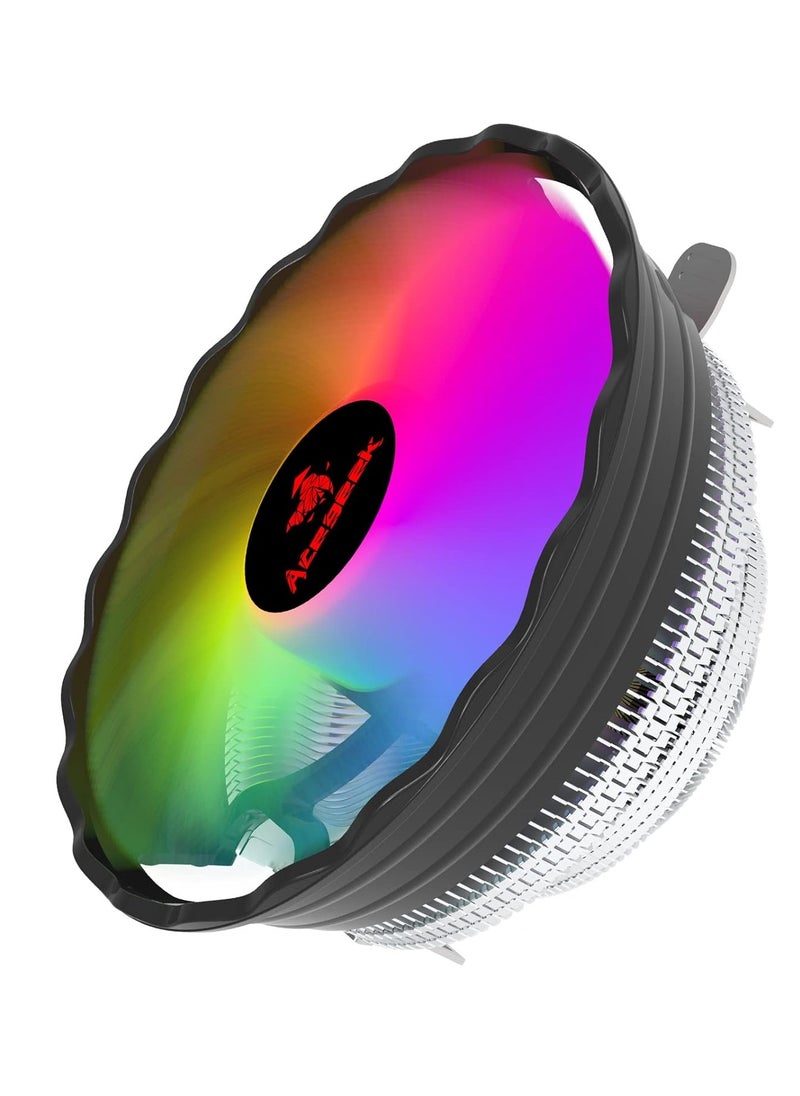 ماركة غير محددة مبرد هواء وحدة المعالجة المركزية Acegeek ICEBERG RGB، مروحة تبريد هيدروليكية بمحمل 120 مم، مروحة PWM / 1800 دورة في الدقيقة، متوافق مع Intel LGA 1366 و115X وAMD Ryzen AM4 AM3، مروحة تبريد وحدة المعالجة المركزية بقوة 85 واط TDP  - Image 1