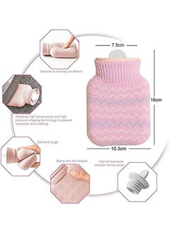 Beauenty Hot Water Bottle with Soft Knitted Cover, Small Reusable Silicone Hot Water Bottle, Portable Removeable and Washable Hand Warmers with Knit Bottle Sleeve for Indoor and Outdoor (Pink)  - Image 3