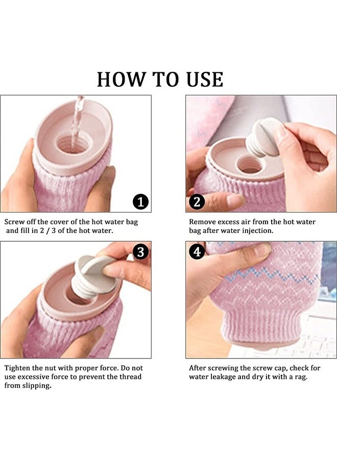 Beauenty Hot Water Bottle with Soft Knitted Cover, Small Reusable Silicone Hot Water Bottle, Portable Removeable and Washable Hand Warmers with Knit Bottle Sleeve for Indoor and Outdoor (Pink)  - Image 4