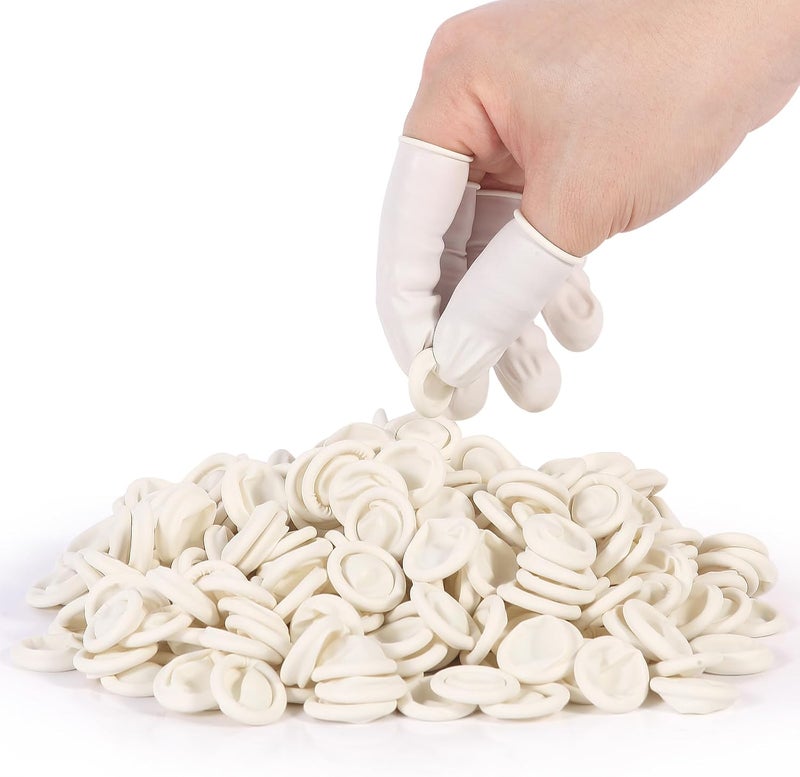 Ueixieo White Latex Finger Cots - Disposable Medium-Sized Finger Protectors (Approx. 210 PCS) - Image 1