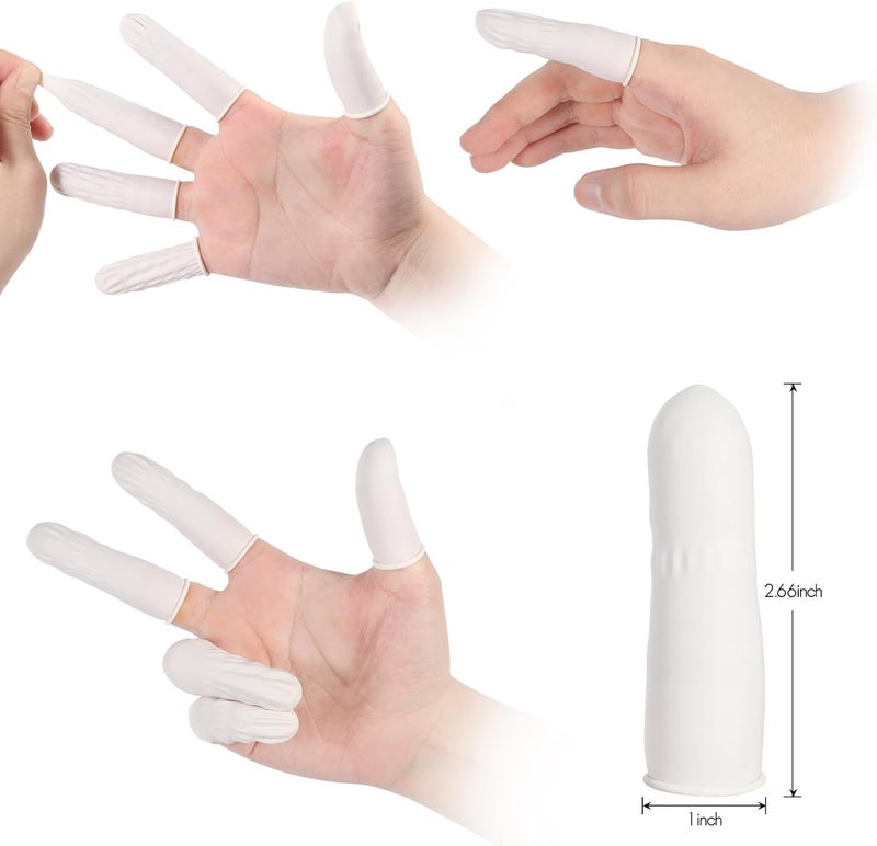 Ueixieo White Latex Finger Cots - Disposable Medium-Sized Finger Protectors (Approx. 210 PCS) - Image 2