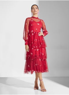 Frock and Frill Embellished Ruffle Mesh Detailed Dress  - Image 4