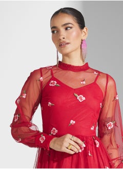 Frock and Frill Embellished Ruffle Mesh Detailed Dress  - Image 3