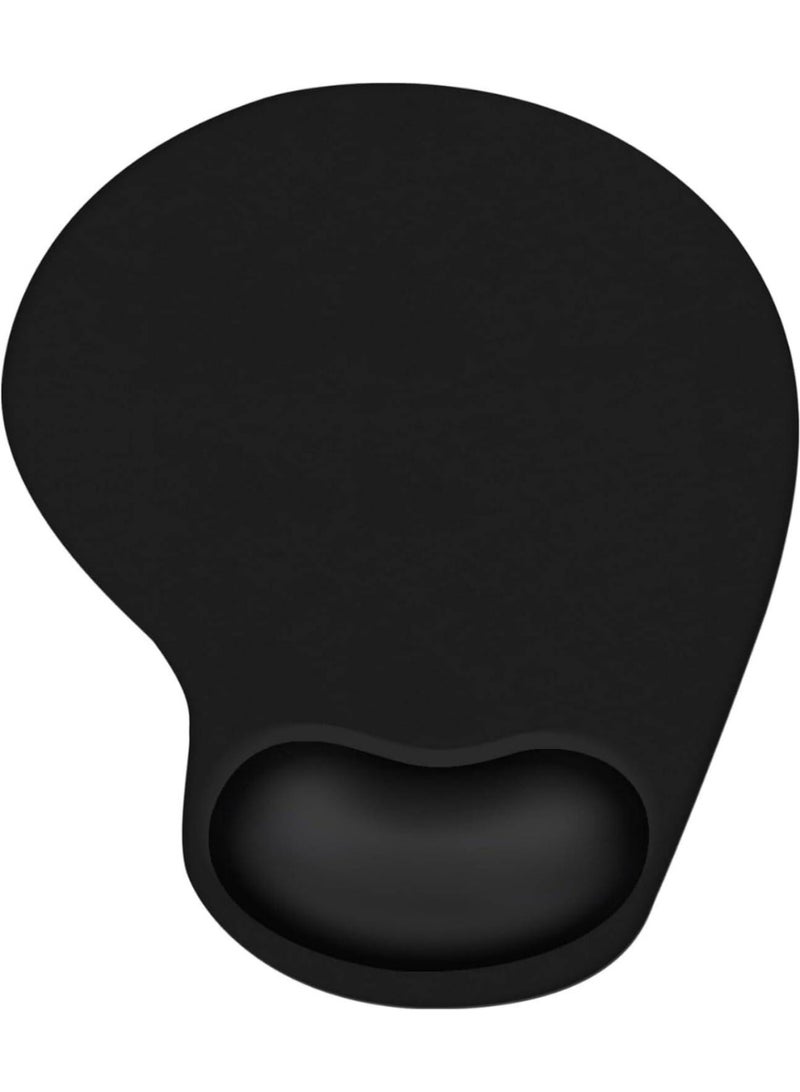 Mouse Pad with Comfortable Gel Wrist Rest Support and Lycra Cloth, Non-Slip PU Base for Easy Typing Pain Relief, Durable and Washable, Classic Black - Image 1