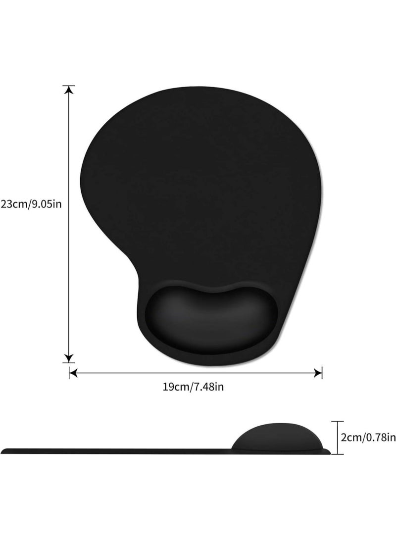 Mouse Pad with Comfortable Gel Wrist Rest Support and Lycra Cloth, Non-Slip PU Base for Easy Typing Pain Relief, Durable and Washable, Classic Black - Image 4