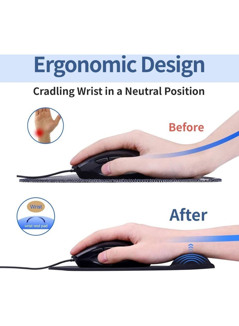 Mouse Pad with Comfortable Gel Wrist Rest Support and Lycra Cloth, Non-Slip PU Base for Easy Typing Pain Relief, Durable and Washable, Classic Black - Image 3