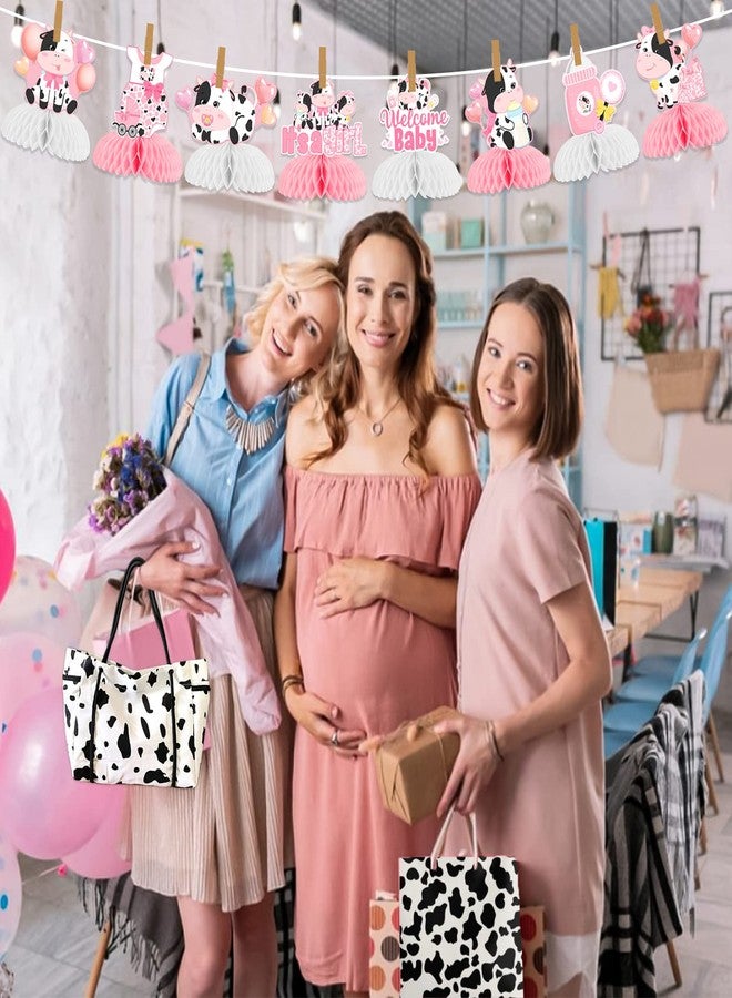Cheereveal 8 قطع من قطع مركزية على شكل بقرة على شكل خلية نحل من Cheereveal، غطاء طاولة على شكل بقرة وزخرفة ورقية ثلاثية الأبعاد على شكل خلية نحل، زينة لحفلات استقبال المولود الجديد، مستلزمات حفلات أعياد ميلاد البنات - Image 4