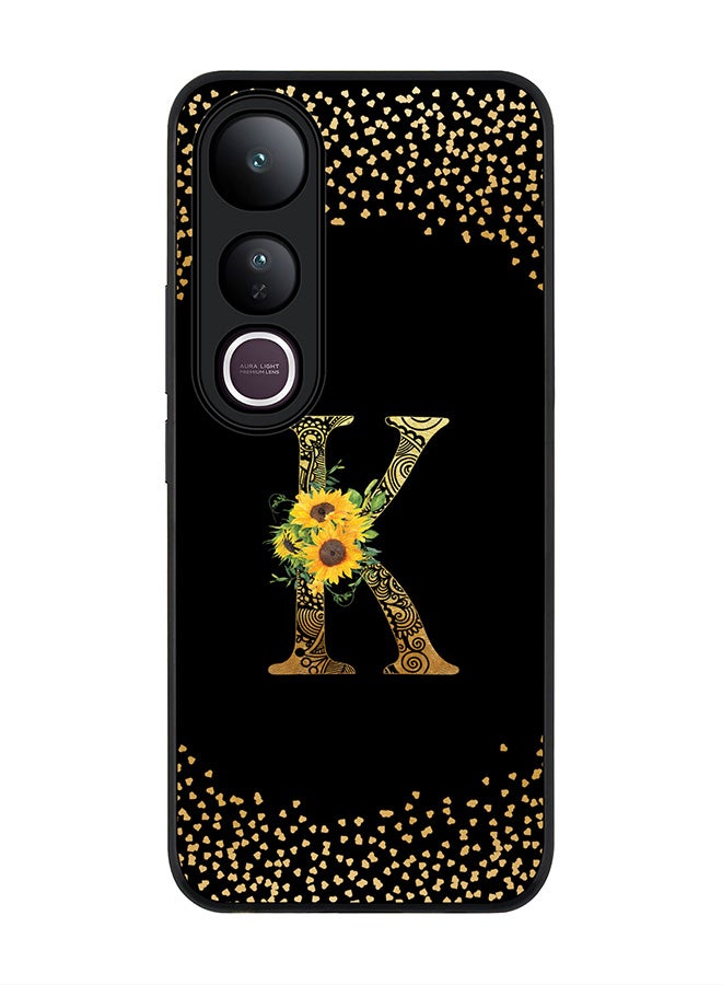 Stylizedd For vivo V50 Lite Case,Slim fit Camera Protection, Shockproof Thin Phone cover  - Custom Floral Monogram - K ( Black )