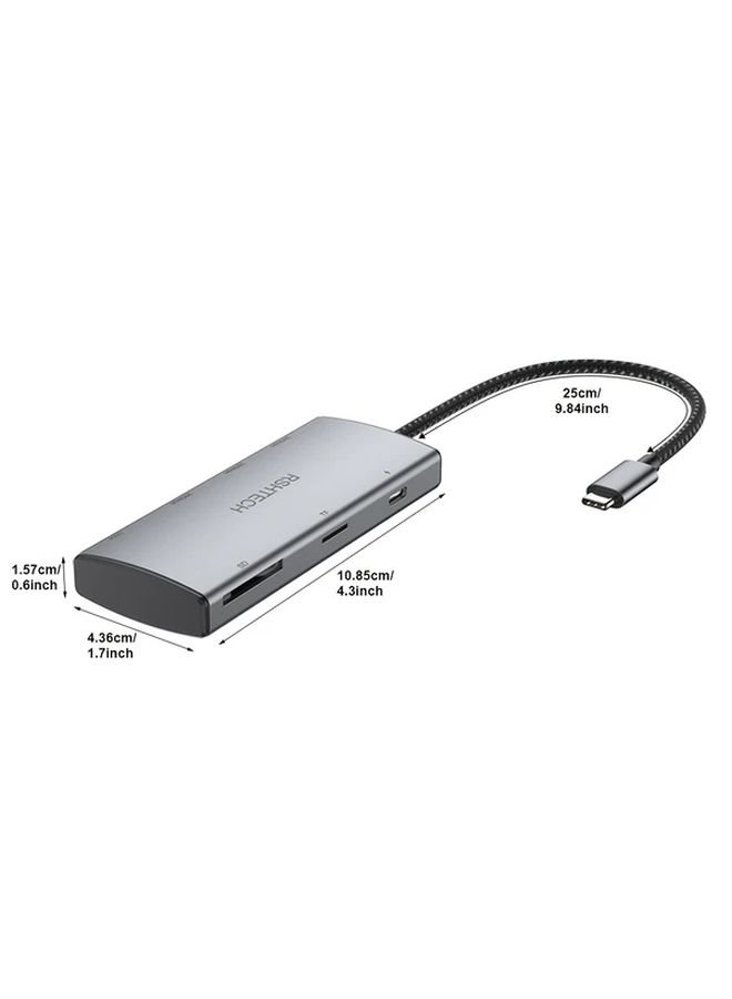 7 In 1 Gray Multiport Laptop Docking Station 4K 60Hz 100W PD USB 3.2 Hub - Image 3