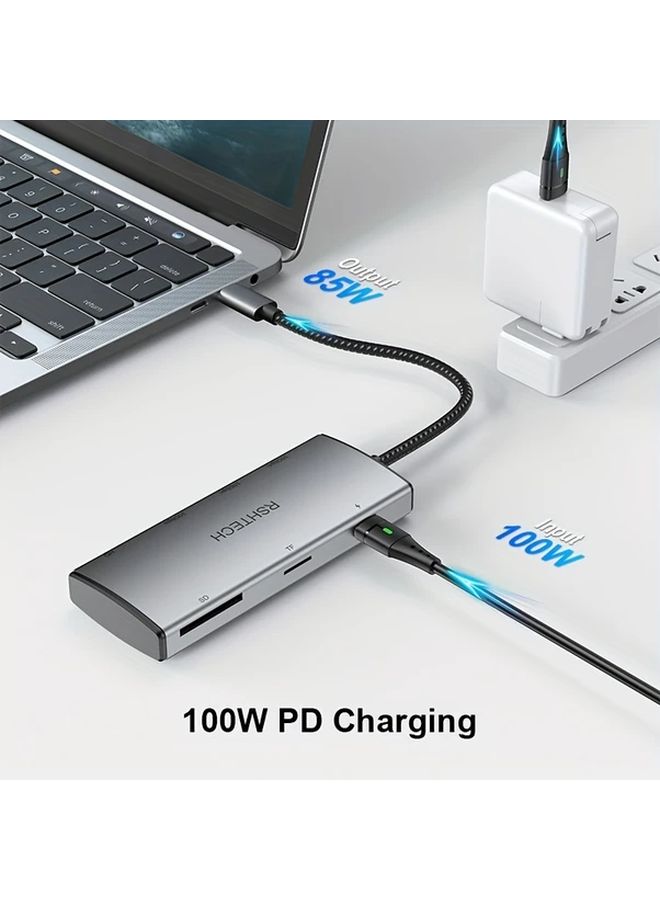 7 In 1 Gray Multiport Laptop Docking Station 4K 60Hz 100W PD USB 3.2 Hub - Image 1