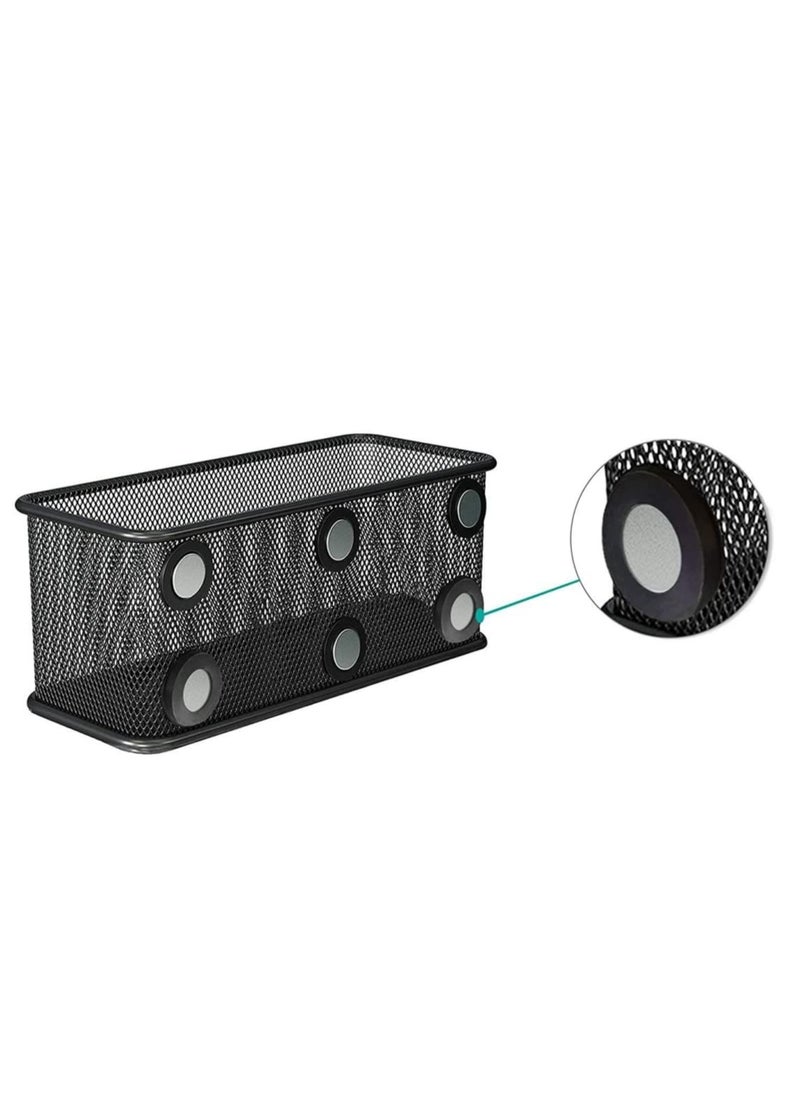 Excefore Mesh Magnetic Storage Baskets, Anti-Slip Strong Magnet Pen Cup Magnetic Marker Storage Basket Organizer, Suitable for Whiteboard Refrigerator Fridge Locker Accessories (Black)  - Image 1