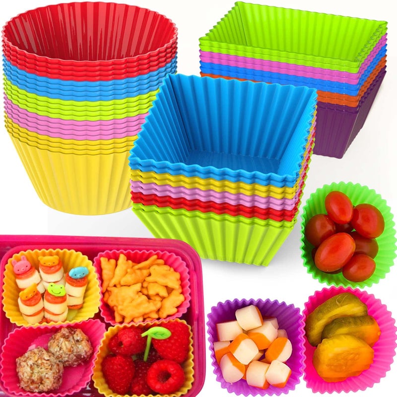 XANGNIER Silicone Lunch Box Dividers40 Pcs Silicone Cupcake LinersSilicone Muffin CupsBento Box Accessories for Kids