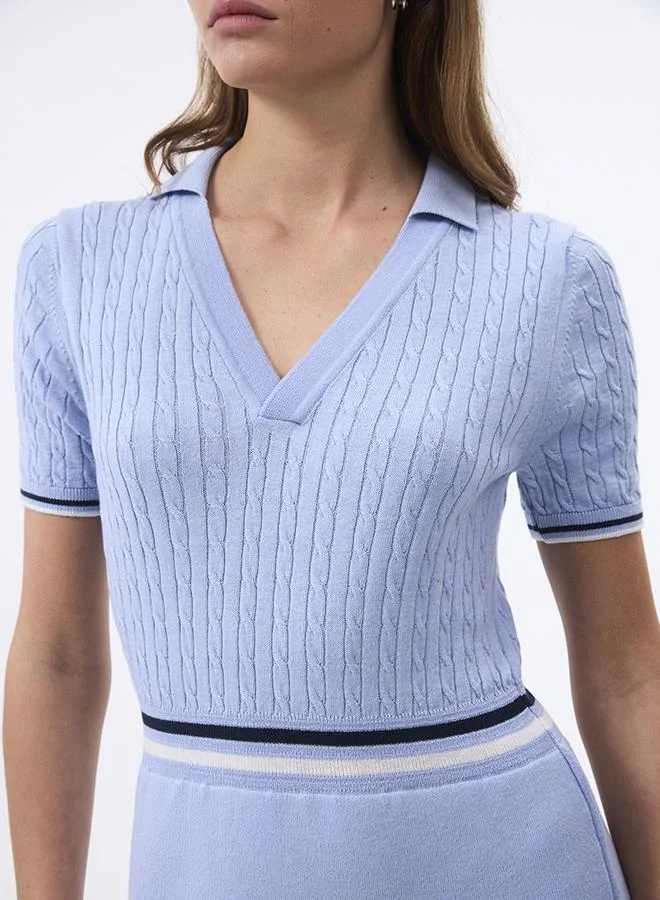 فيليكس هاردي فستان صيفي أنيق محبوك بياقة على شكل حرف