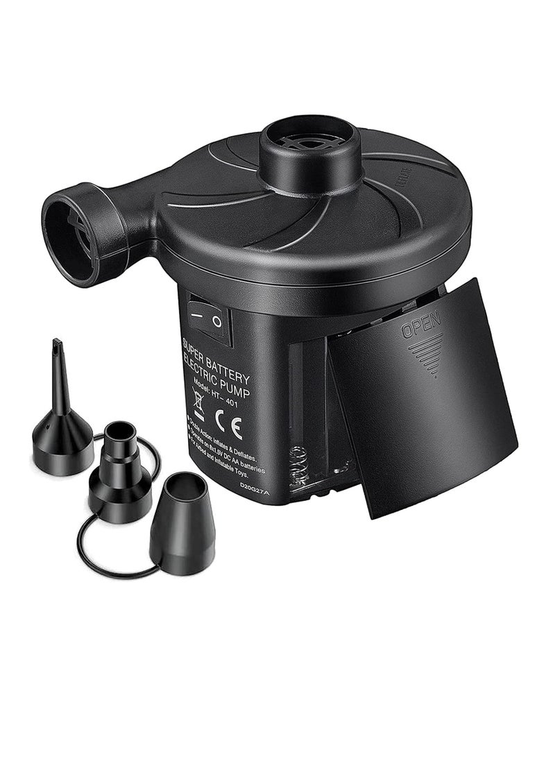 sanipoe sanipoe Battery Powered Air Mattress Pump, Electric Quick-Fill Blower Portable Inflator Deflator for Inflatables Raft Bed Boat Pool Toy, Black  - Image 1