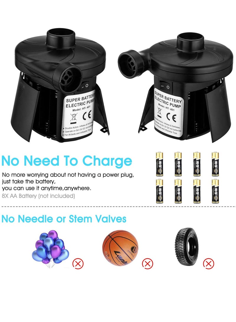 sanipoe sanipoe Battery Powered Air Mattress Pump, Electric Quick-Fill Blower Portable Inflator Deflator for Inflatables Raft Bed Boat Pool Toy, Black  - Image 2