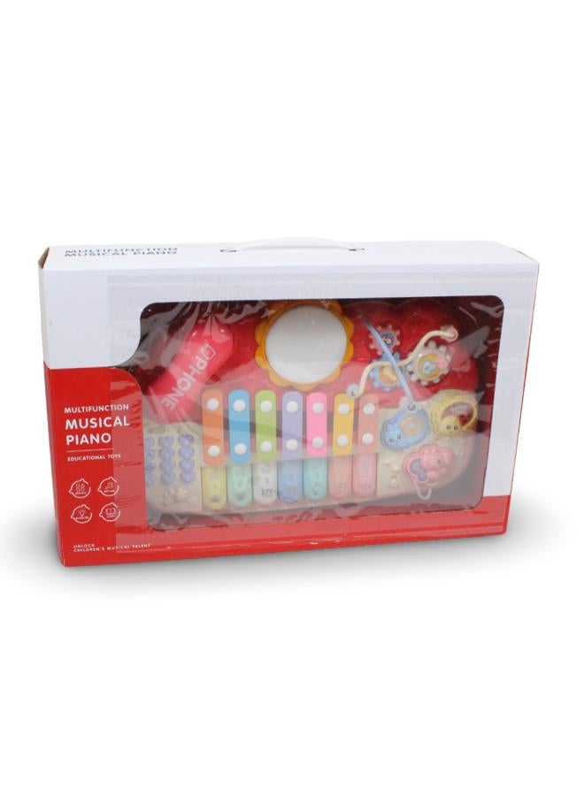 Egypt Piano & Xylophone 2 in 1 Baby Musical Toy – Beige & Red - Image 2