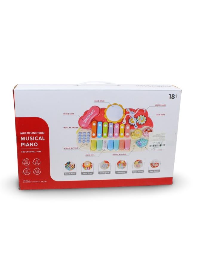 Egypt Piano & Xylophone 2 in 1 Baby Musical Toy – Beige & Red - Image 3