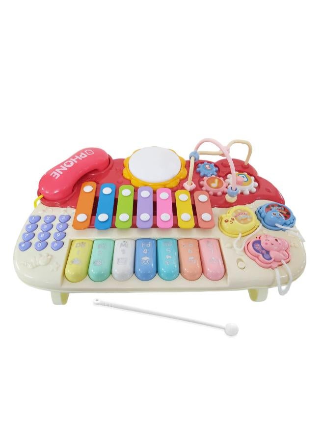 Egypt Piano & Xylophone 2 in 1 Baby Musical Toy – Beige & Red - Image 1
