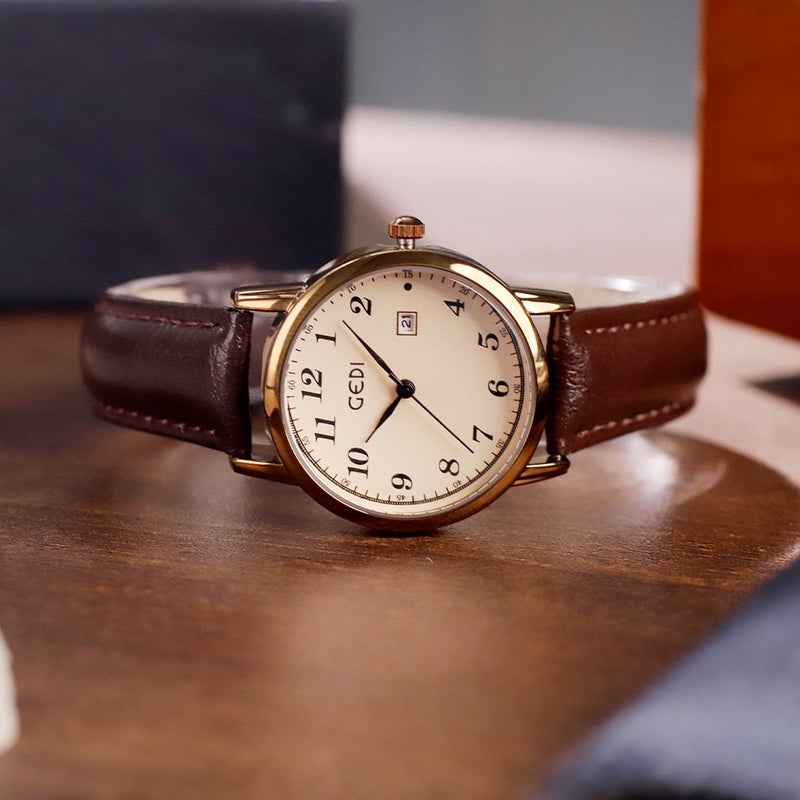 GEDI Simple Korean Style Women's Watch Retro Vintage Round Leather Strap Student Quartz Watch Wholesale - Image 1