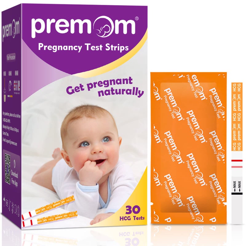 Premom شرائط اختبار الحمل من بريموم 30 حزمة مجموعة اختبار الحمل للكشف المبكر مدعومة بتطبيق بريموم لتوقع الإباضة على iOS و Android