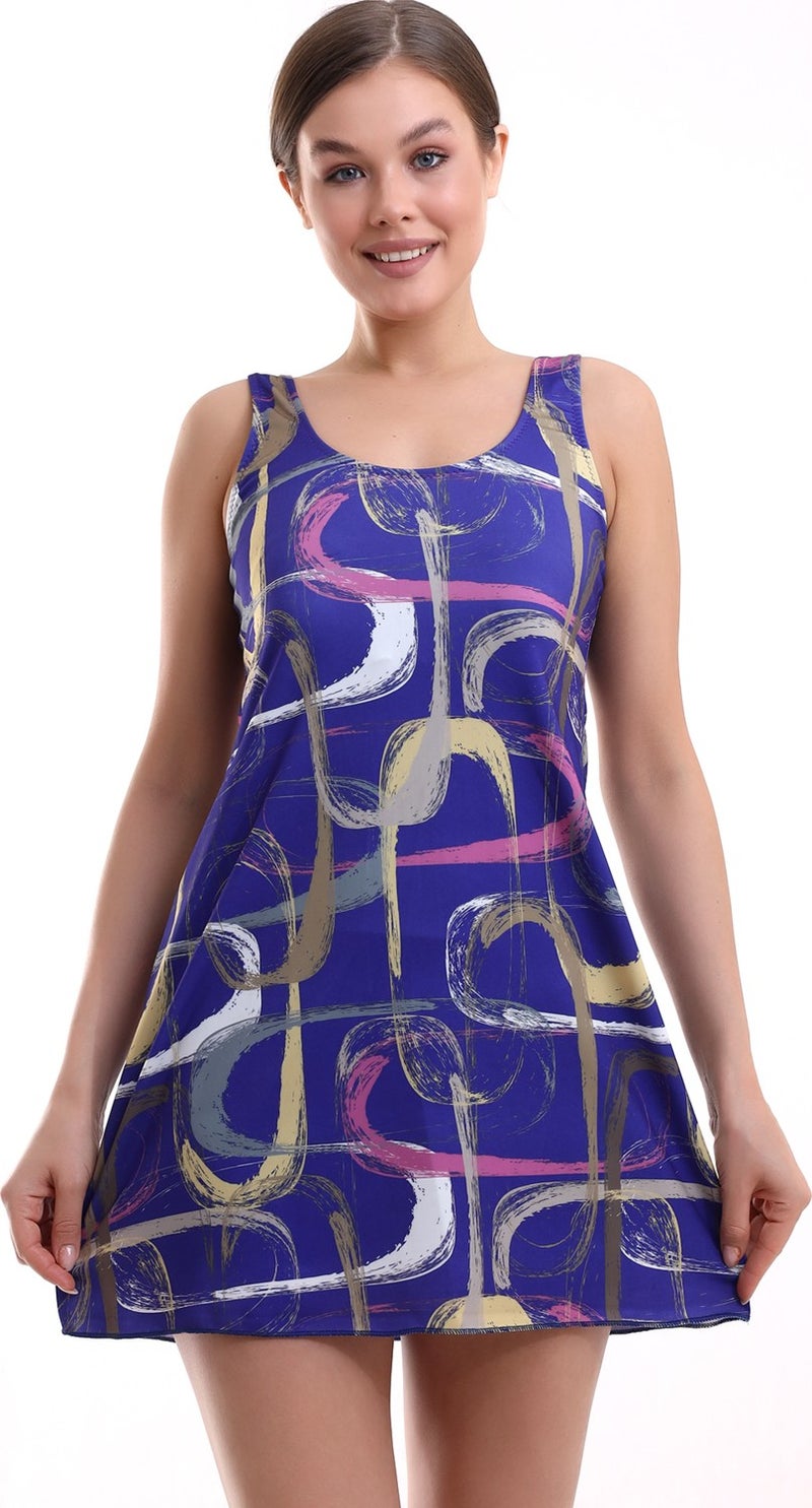 Aykum ,Women's Lycra Shorts One Piece Swimsuit with Combination Dress - Image 2