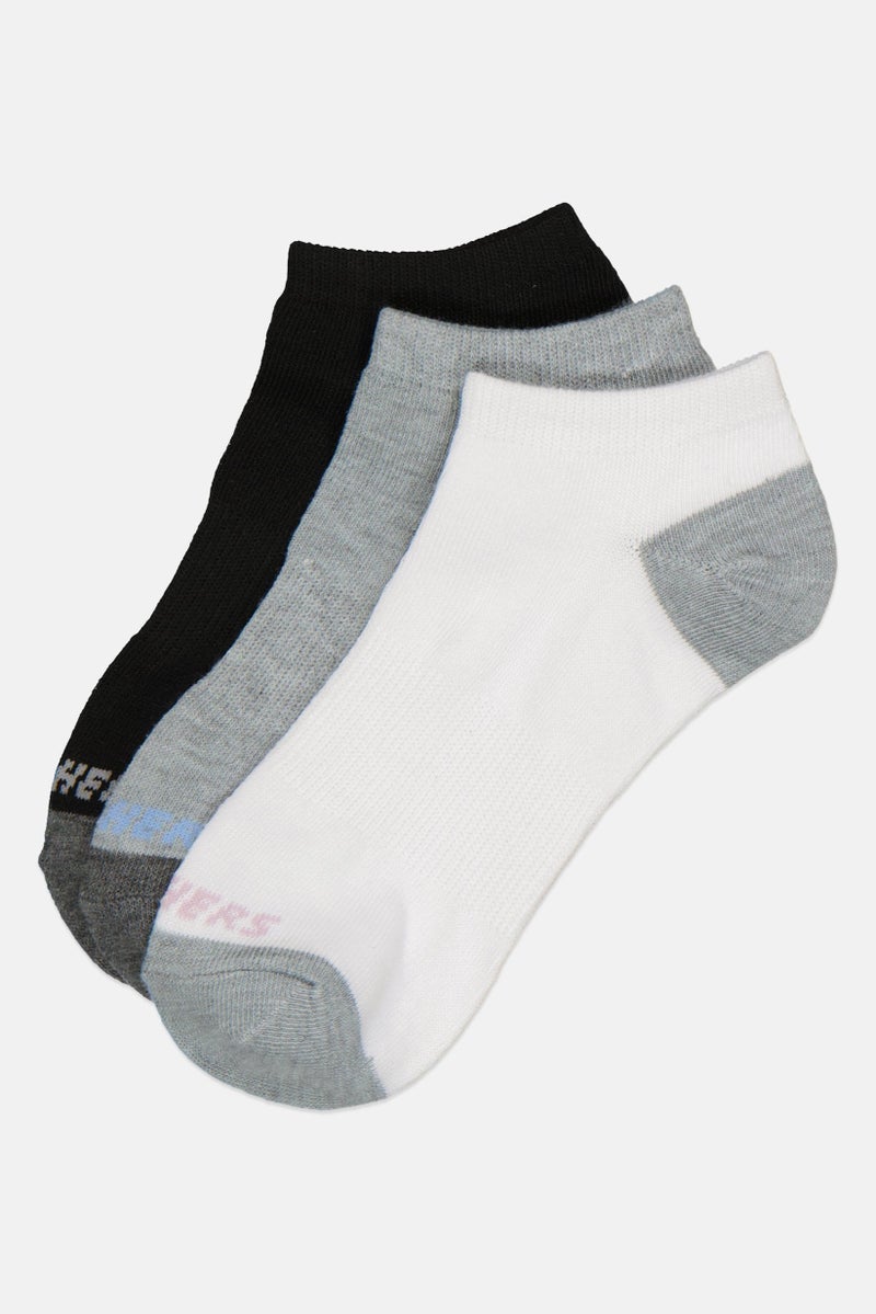 SKECHERS Women 3 Pairs Brand logo Ankle Socks, Multicolor - Image 1