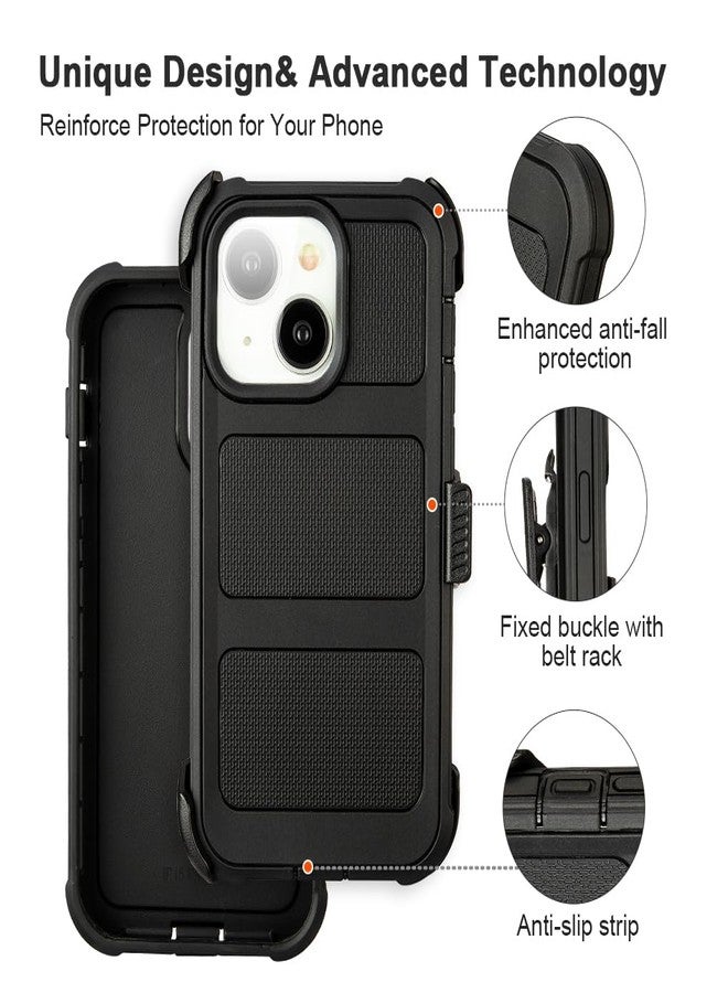 Saiboro for Defender iPhone 13 Case with Clip,for Holster iPhone 13 Case with Kickstand,for Heavy Duty iPhone13 Phone Case Rugged 2 Layers of Sturdy,Anti-Drop for Phone Case iPhone 13Case Protective(Black) - Image 3