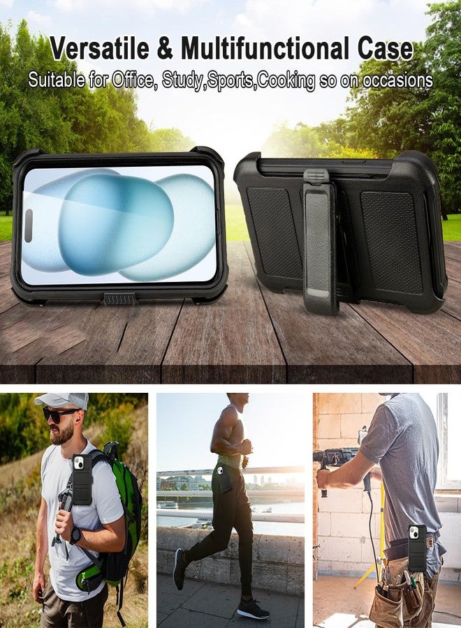 Saiboro for Defender iPhone 13 Case with Clip,for Holster iPhone 13 Case with Kickstand,for Heavy Duty iPhone13 Phone Case Rugged 2 Layers of Sturdy,Anti-Drop for Phone Case iPhone 13Case Protective(Black) - Image 4
