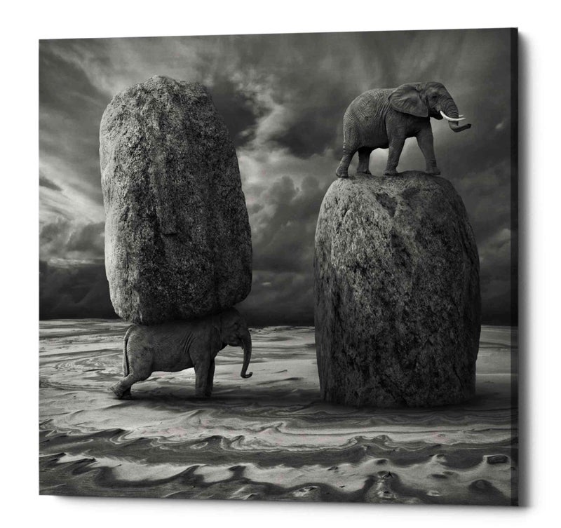 Epic Graffiti 'Relativity' by Dariusz Klimczak, Canvas Wall Art, 18"x18" - Image 1
