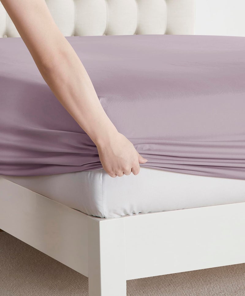 Clara Clark Bed Sheets  Premier 1800 Series Bed Sheet Set  Deep Pocket  Wrinkle  Fade  Stain Resistant  Luxury Soft Bedding Sheets & Pillowcases  California King  Dusty Purple - Image 3
