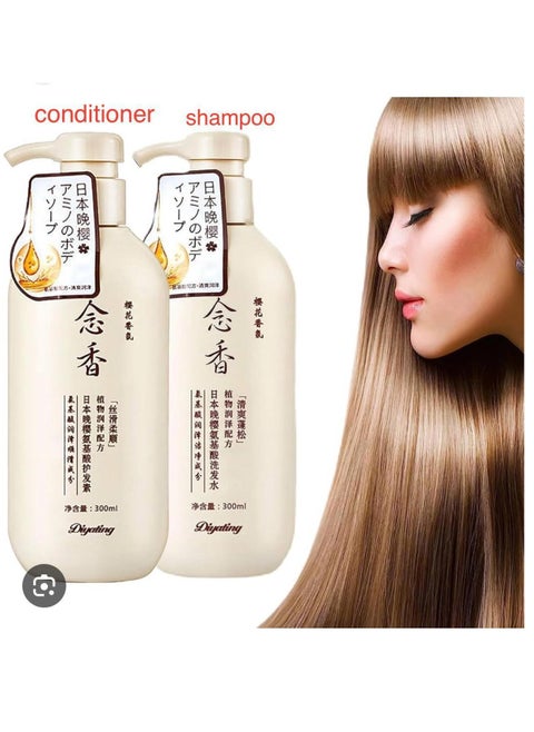 .300ml Sakura Japanese Shampoo  Sakura Shampoo and Conditioner Japanese  Nourishing Scalp Sakura Shampoo Japan Shampoo | Japan Evening Sakura Amino Acid Shampoo for Thickening Dry Damaged Hair