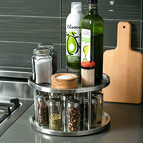 RSVP International Two-Tier Turntable Lazy Susan | Handy in Cabinet, Refrigerators & Counters | Organize Spices, Canned Foods, Pots, Pans, Dinnerware, 10.5" x 6", Stainless Steel - Image 5
