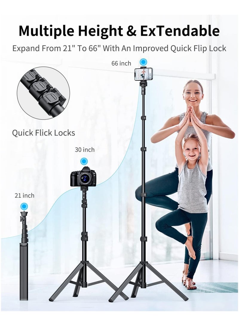 Phone Tripod - 66 [Stable & Tall] iPhone Tripod Stand with Remote, Tripod for iPhone Compatible with iPhone 16 15 Pro Max 14 13 Plus,Samsung S22/ Camera/GoPro/Video Recording