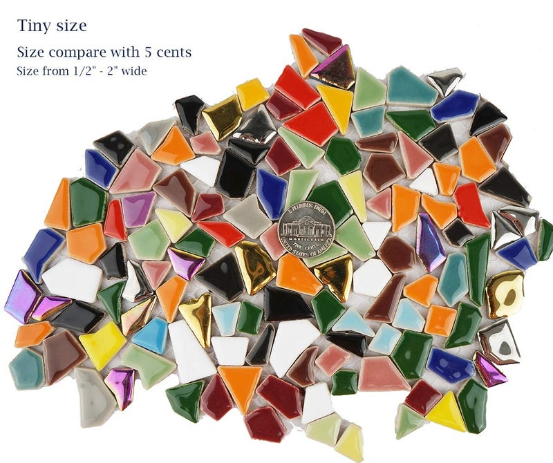 Lanyani Vibrant Broken Ceramic Tiles for Crafts Mosaics,Irregular Polished China Tile Scraps Stained Glass Pieces, Mixed Colors- 2Pounds/0.97 Square Foot - Image 4