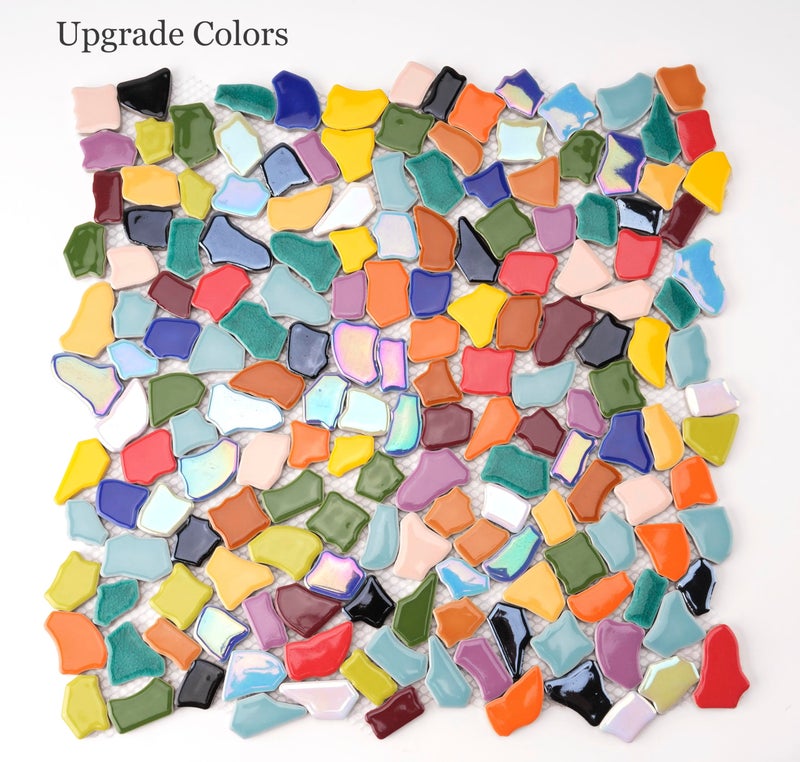 Lanyani Vibrant Broken Ceramic Tiles for Crafts Mosaics,Irregular Polished China Tile Scraps Stained Glass Pieces, Mixed Colors- 2Pounds/0.97 Square Foot - Image 5