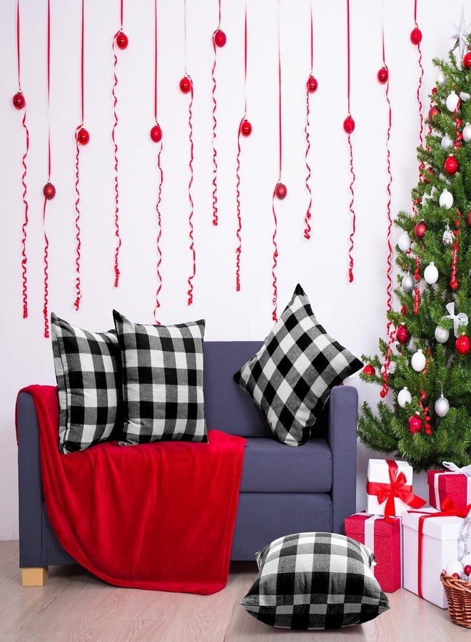 Thmyo 4-Pack Buffalo Check Plaid Throw Pillow Covers Farmhouse Rustic Outdoor Square Pillow Cases Classic Decorative Cushion Covers for Christmas Thanksgiving Holiday Home Decor Car Bed Sofa,18x18inch - Image 3