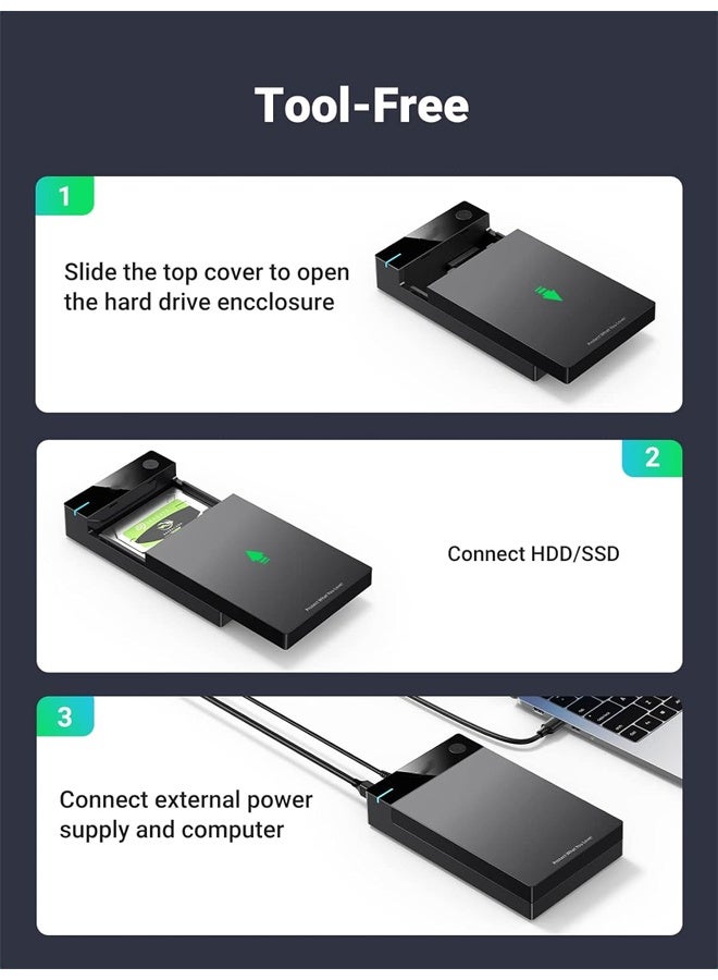DUNISO External Hard Drive Box, 2.5/3.5 Inch Universal, Usb 3.0 Push-Pull Interface, 5Gbps Transmission Speed, Supports Mechanical Hard Drives And Solid-State Drives, Black  - Image 5