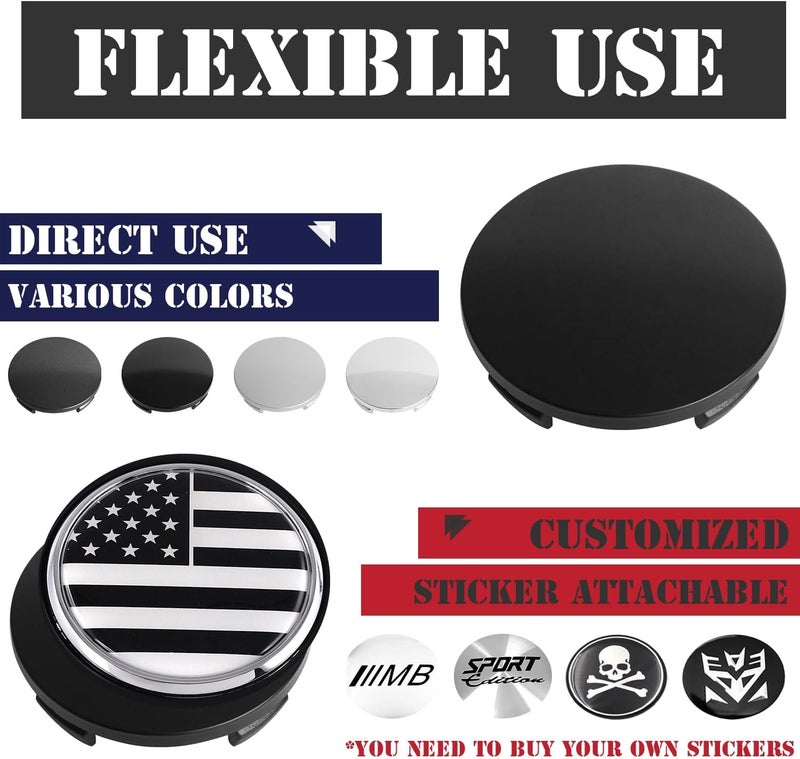 KitsPro 2.4Inch 60MM Wheel Center Caps, Pack of 4 (Matte Black, Outer 60MM, Inner 56MM) - Image 5